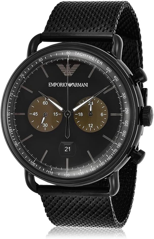 Emporio Armani Men's Watch Chronograph 43mm Aviator Black AR11142-GR8 Sunglasses