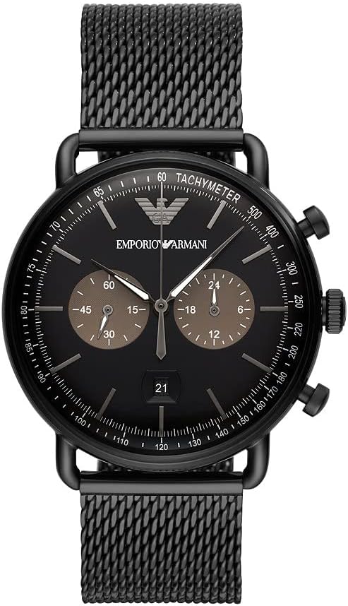 Emporio Armani Men's Watch Chronograph 43mm Aviator Black AR11142-GR8 Sunglasses