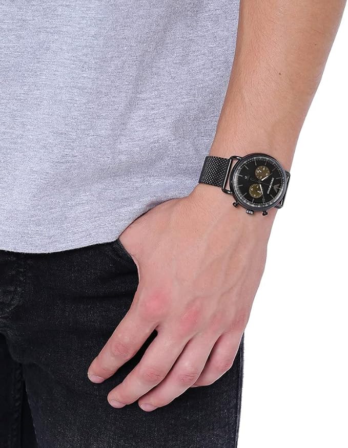 Emporio Armani Men's Watch Chronograph 43mm Aviator Black AR11142-GR8 Sunglasses