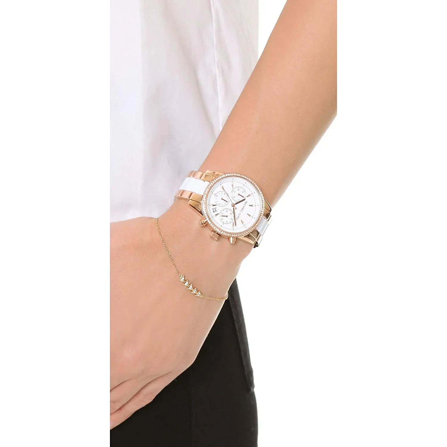Michael Kors Ladies Watch Ritz Chronograph 37mm White Rose Gold MK6324-GR8 Sunglasses