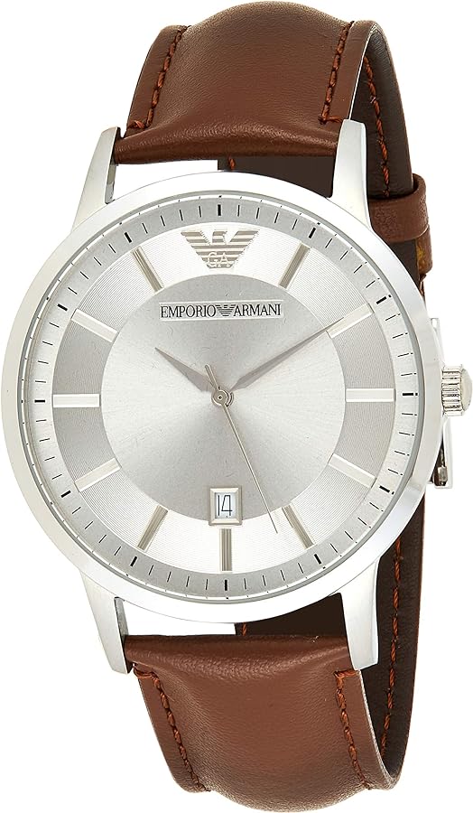 Emporio Armani Men's Watch 43mm Renato Silver Brown AR2463-GR8 Sunglasses