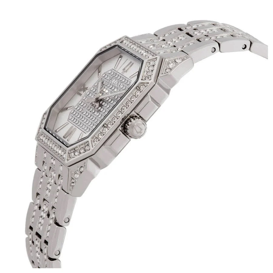 Bulova Crystal Men's Octava Silver Watch 96A285-GR8 Sunglasses
