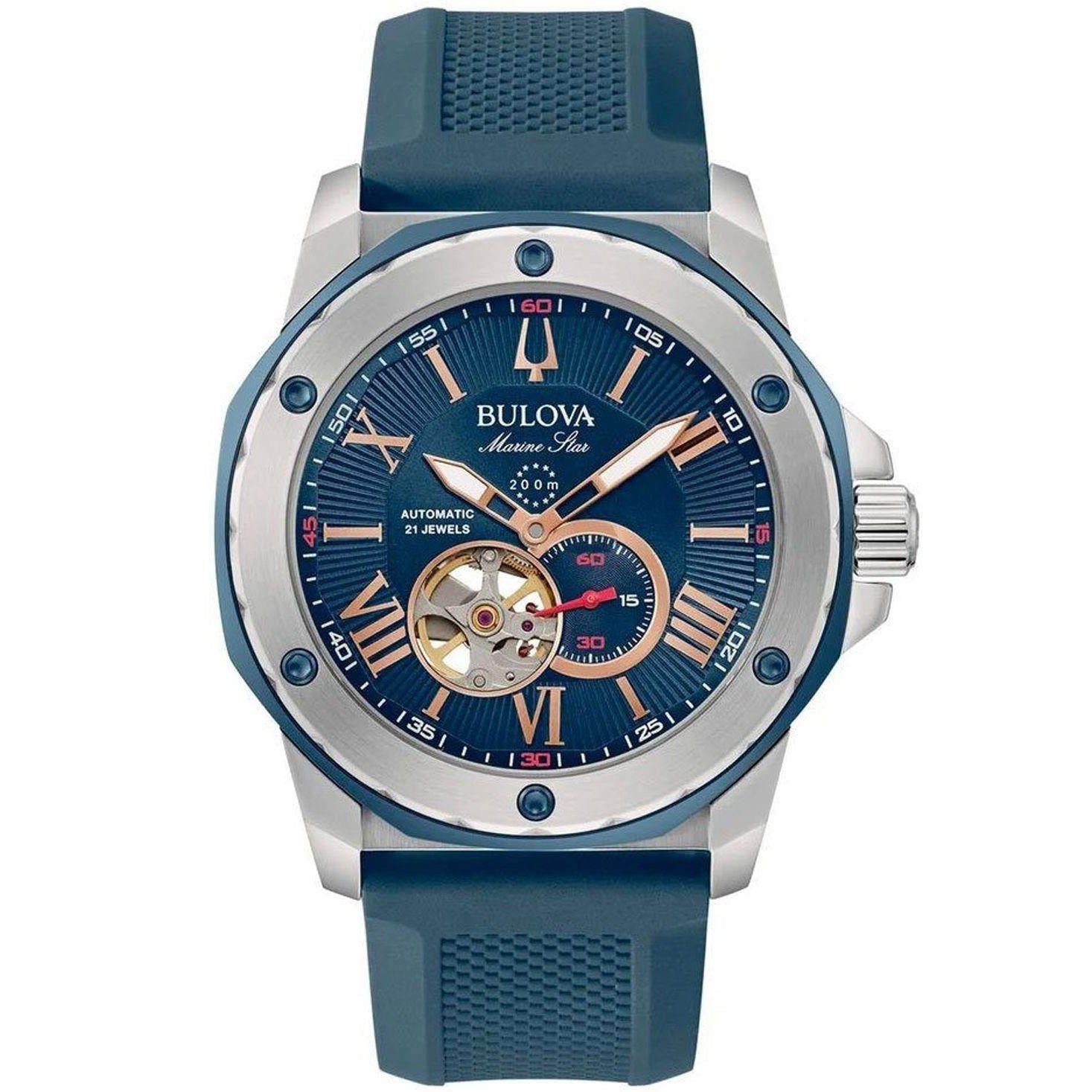 Bulova Marine Star Auto Men's Blue Watch 98A282-GR8 Sunglasses