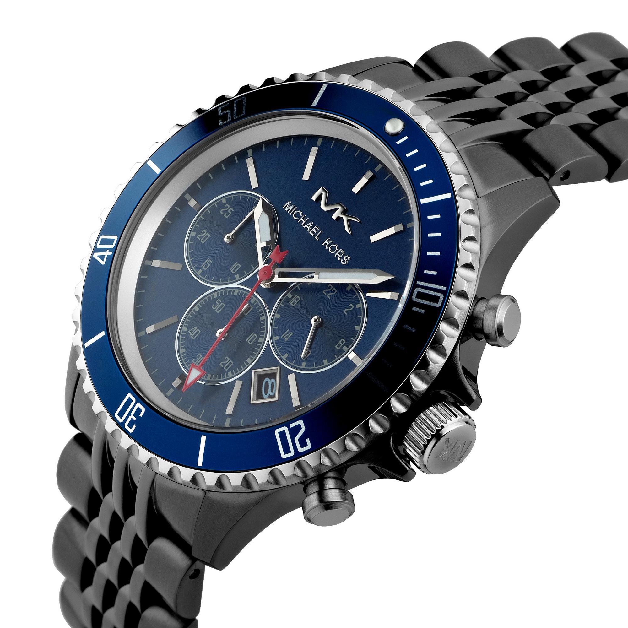 Michael Kors Men's Watch Bayville Chronograph Blue Gunmetal MK8727-GR8 Sunglasses