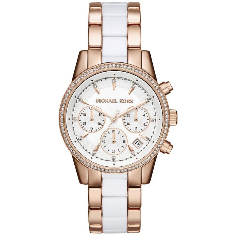 Michael Kors Ladies Watch Ritz Chronograph 37mm White Rose Gold MK6324-GR8 Sunglasses