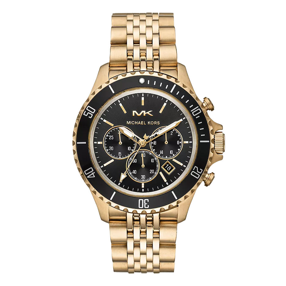 Michael Kors Men's Watch Bayville Chronograph Black Gold MK8726-GR8 Sunglasses