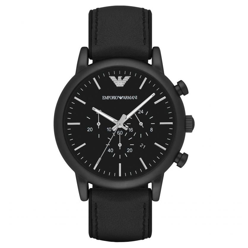 Emporio Armani AR1970 Men's Luigi Black Chronograph Watch-GR8 Sunglasses