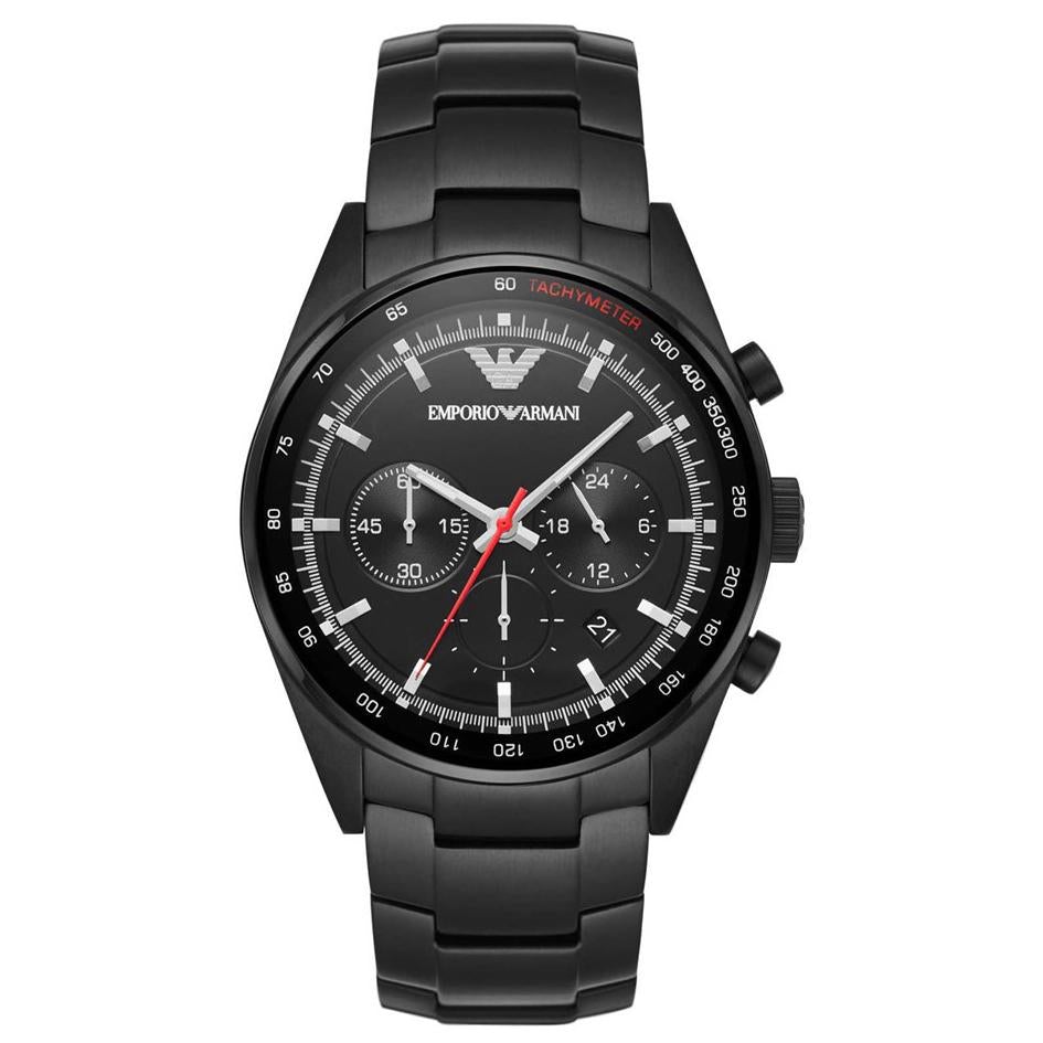 Emporio Armani AR6094 Men's Black Chronograph Watch-GR8 Sunglasses