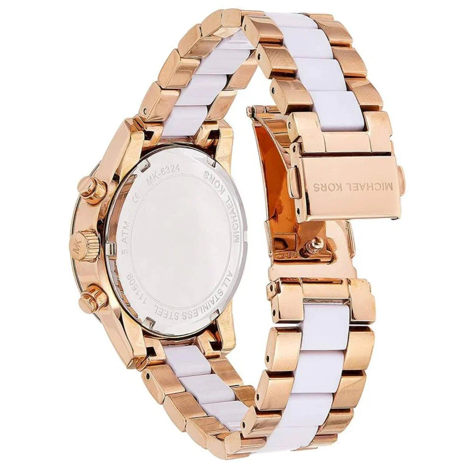 Michael Kors Ladies Watch Ritz Chronograph 37mm White Rose Gold MK6324-GR8 Sunglasses