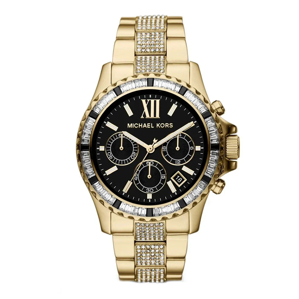 Michael Kors Ladies Watch Everest Chronograph 42mm Black Gold MK5828-GR8 Sunglasses
