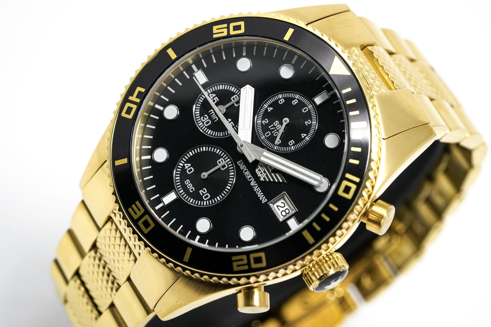 Emporio Armani Men's Chronograph Watch Gold PVD AR5857-GR8 Sunglasses