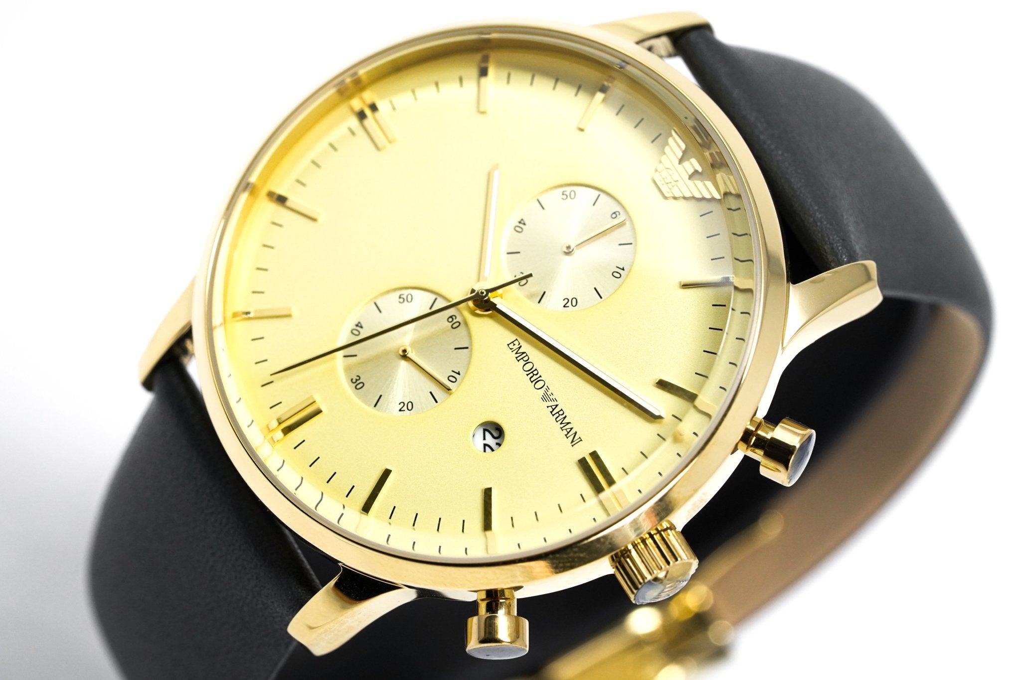 Emporio Armani Men's Gianni Chronograph Watch Gold PVD AR0386-GR8 Sunglasses
