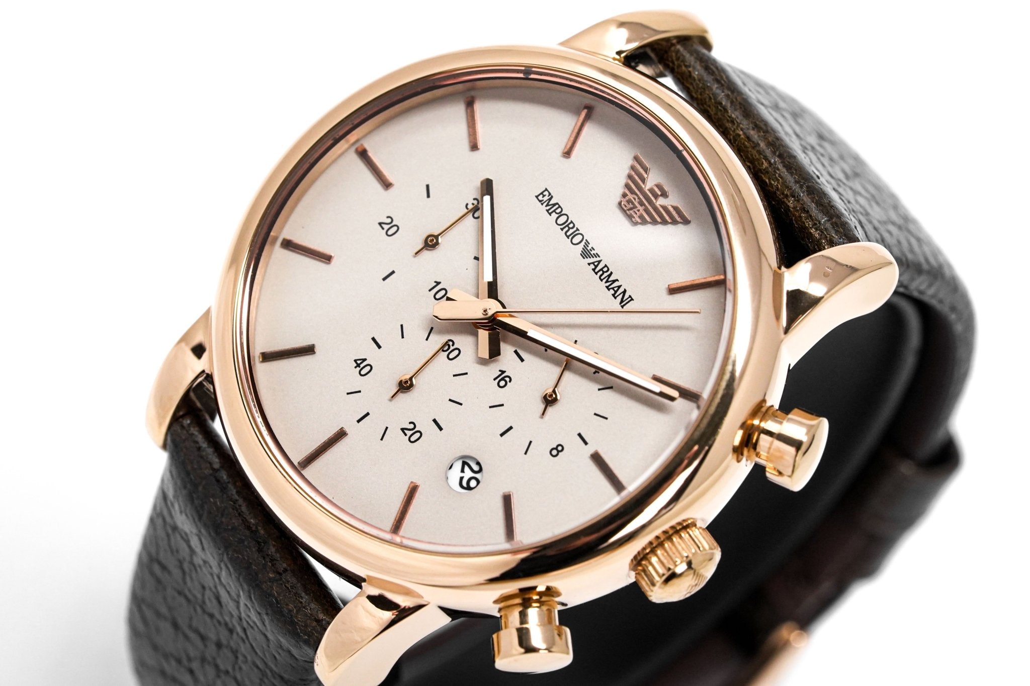 Emporio Armani Men's Luigi Chronograph Watch Rose Gold PVD AR1809-GR8 Sunglasses