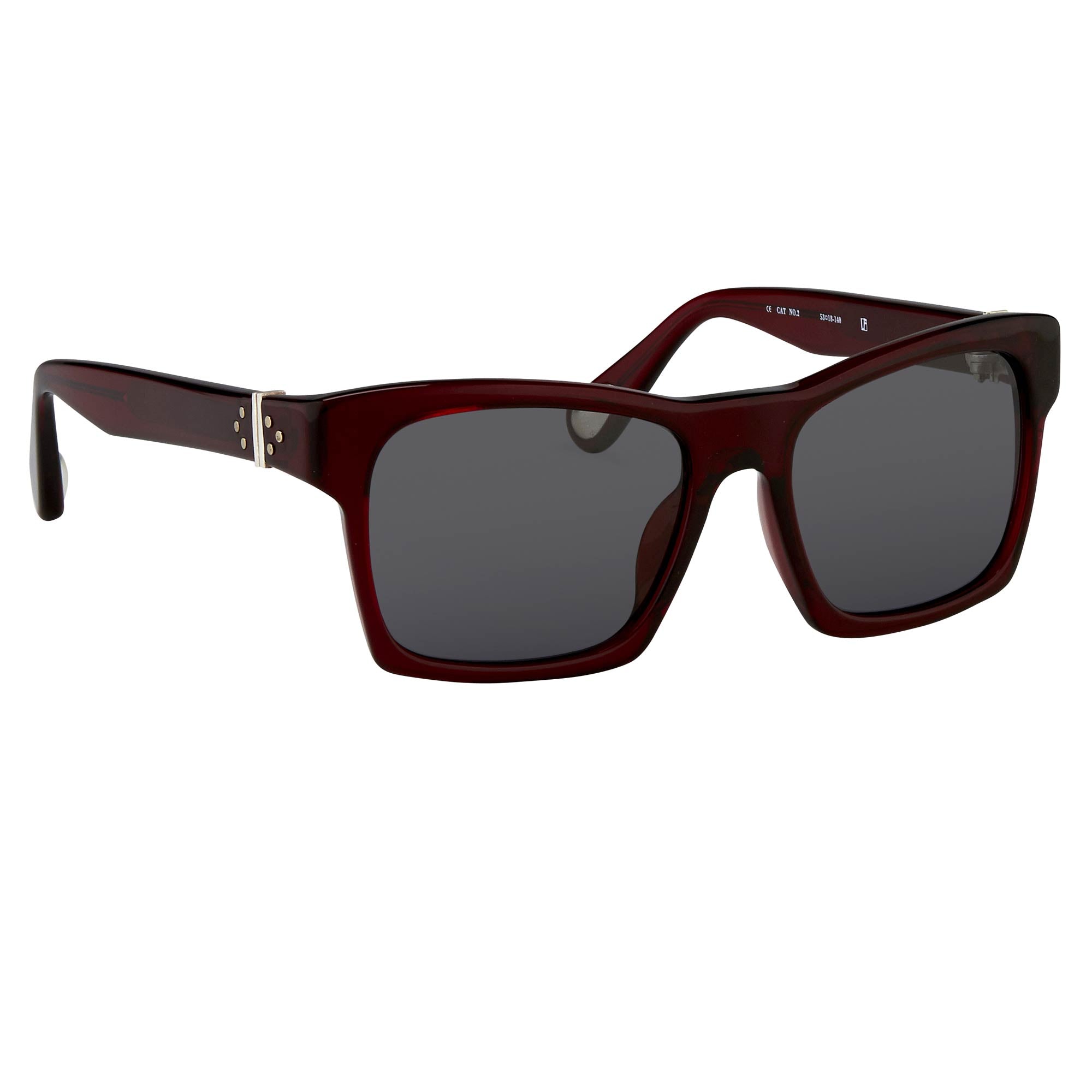 Ann Demeulemeester Sunglasses D-Frame Bordeaux Red 925 Silver with Blue Lenses AD3C3SUN - Watches & Crystals
