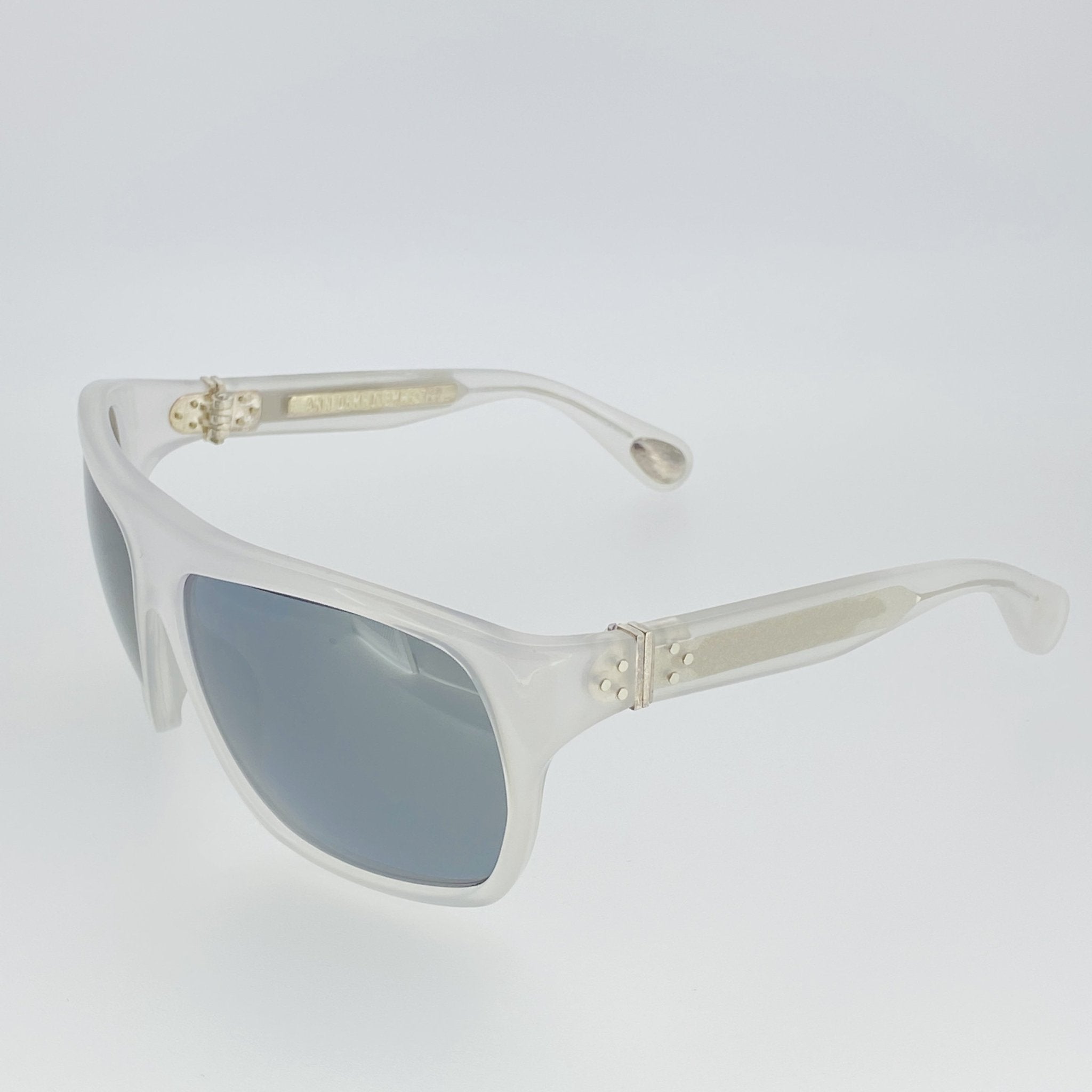 Ann Demeulemeester Sunglasses Oversized White 925 Silver with Grey Lenses AD31C4SUN - Watches & Crystals