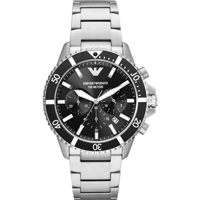 Emporio Armani Men's Diver Watch Chronograph Steel AR11360 - Watches & Crystals