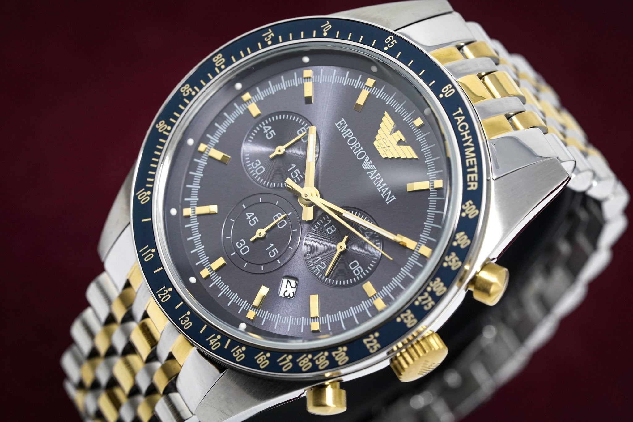 Emporio Armani Men's Tazio Chronograph Watch Two Tone AR8030 - Watches & Crystals