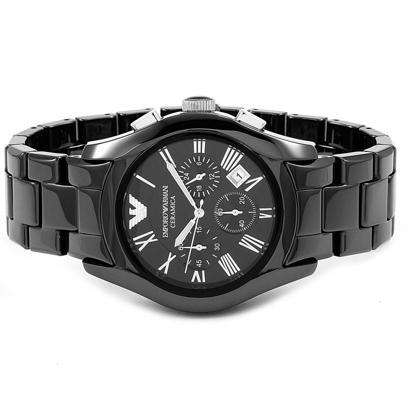 Emporio Armani Men's Valente Chronograph Watch Silver Ceramic AR1400 - Watches & Crystals