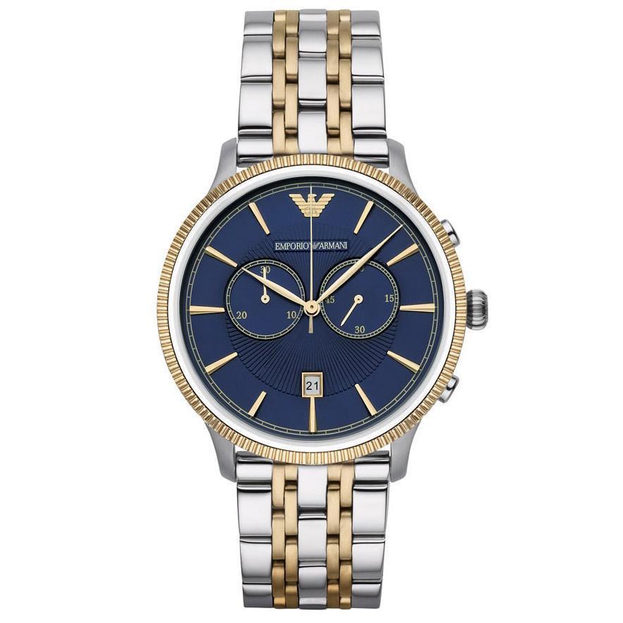 Emporio Armani Men's Watch Chronograph Two Tone Blue AR1847 - Watches & Crystals