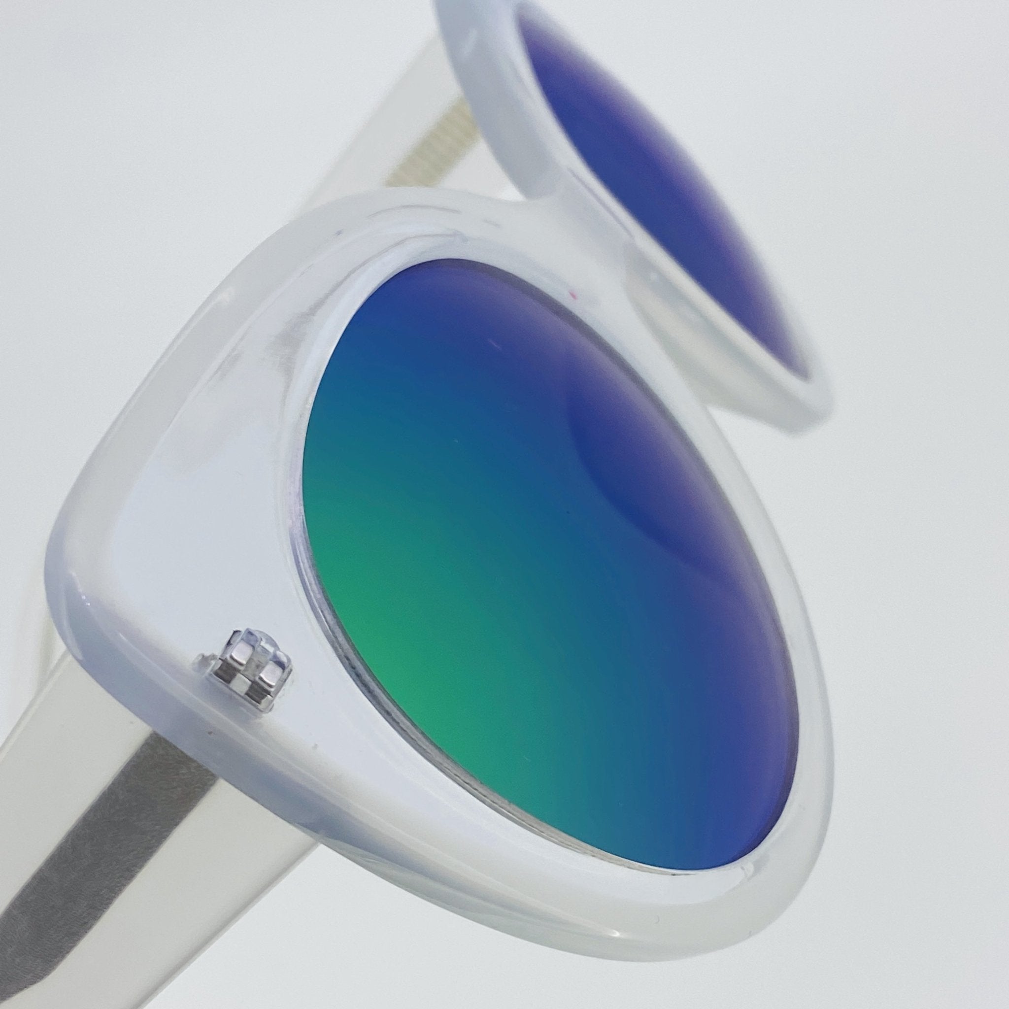 Erdem Women Sunglasses Cat Eye Transparent Ivory with Green/Blue Mirror Lenses Category 3 EDM14C3SUN - Watches & Crystals