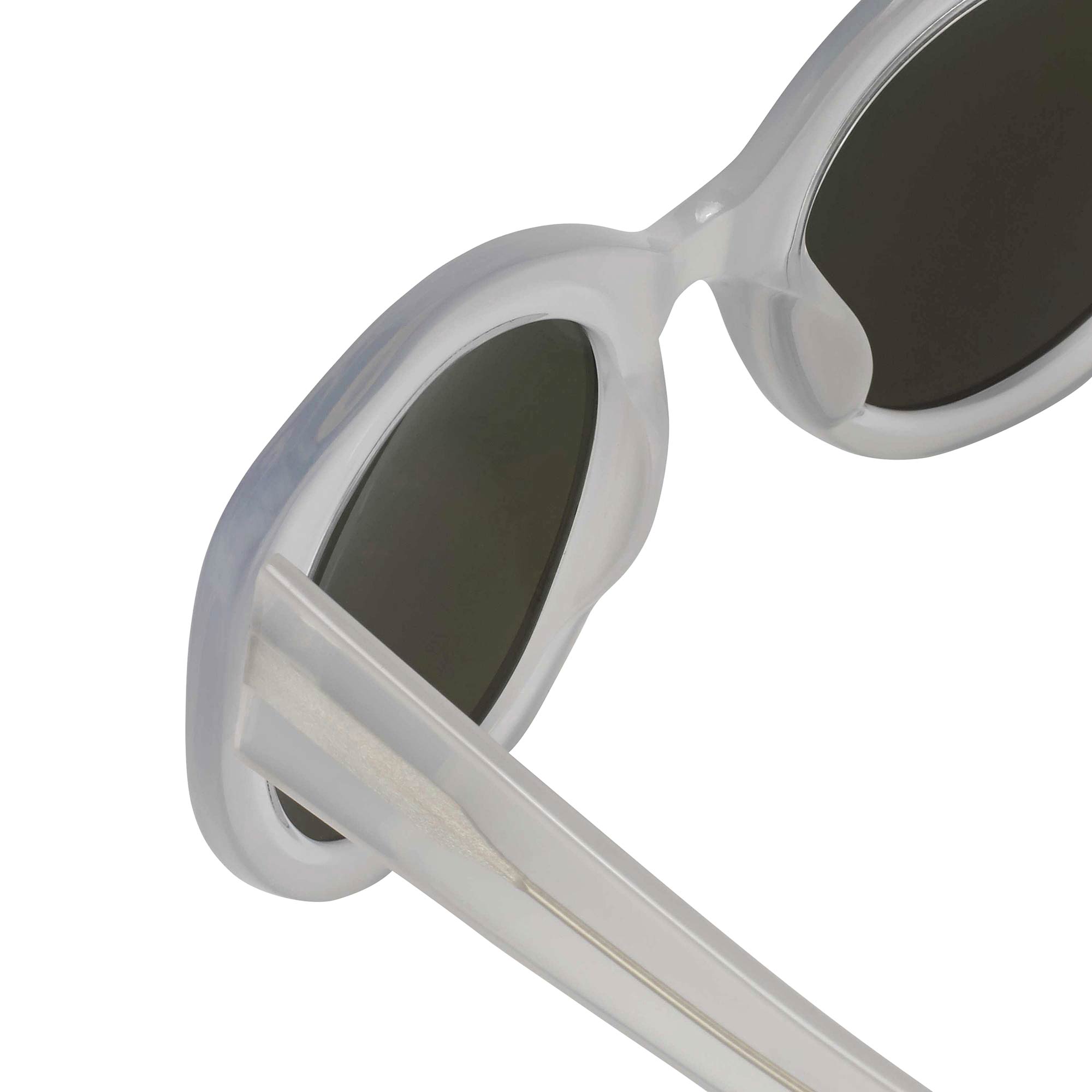 Erdem Women Sunglasses Cat Eye Transparent Ivory with Green/Blue Mirror Lenses Category 3 EDM14C3SUN - Watches & Crystals