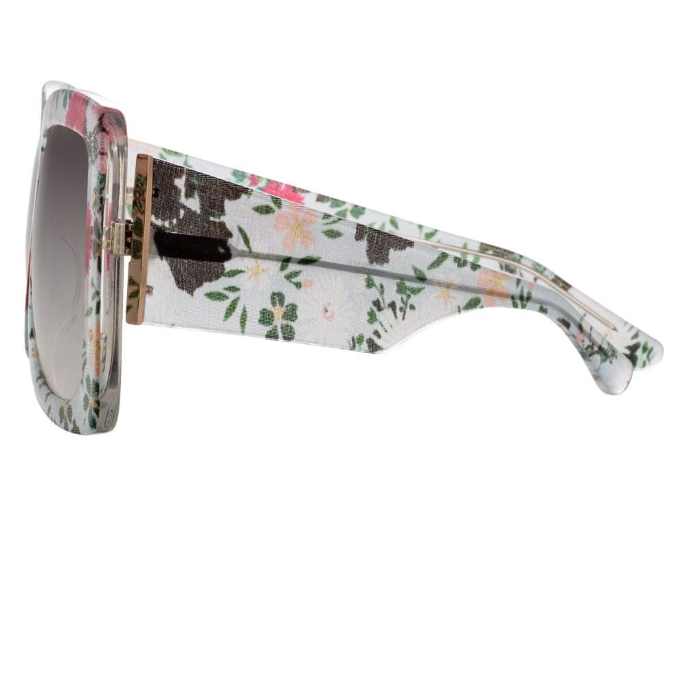 Erdem Women Sunglasses Oversized Floral Blue Rose Gold with Grey Graduated Lenses Category 3 EDM34C5SUN - Watches & Crystals