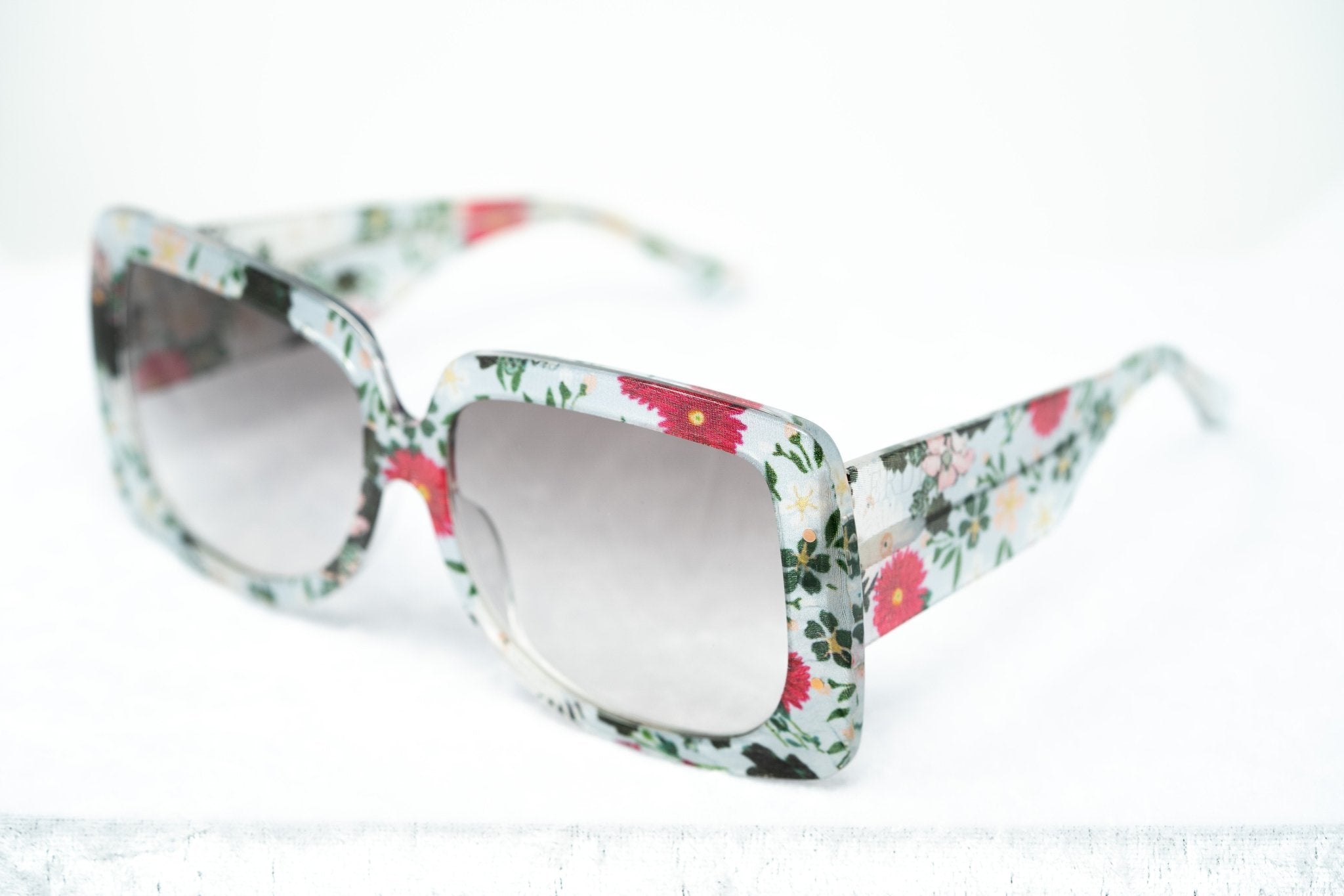 Erdem Women Sunglasses Oversized Floral Blue Rose Gold with Grey Graduated Lenses Category 3 EDM34C5SUN - Watches & Crystals