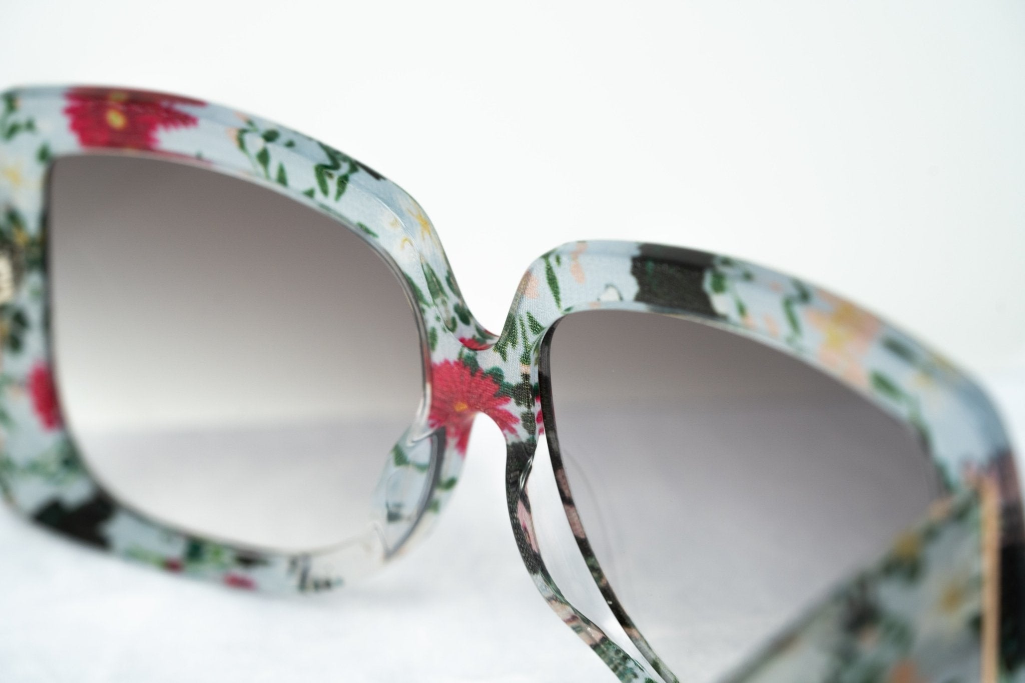 Erdem Women Sunglasses Oversized Floral Blue Rose Gold with Grey Graduated Lenses Category 3 EDM34C5SUN - Watches & Crystals