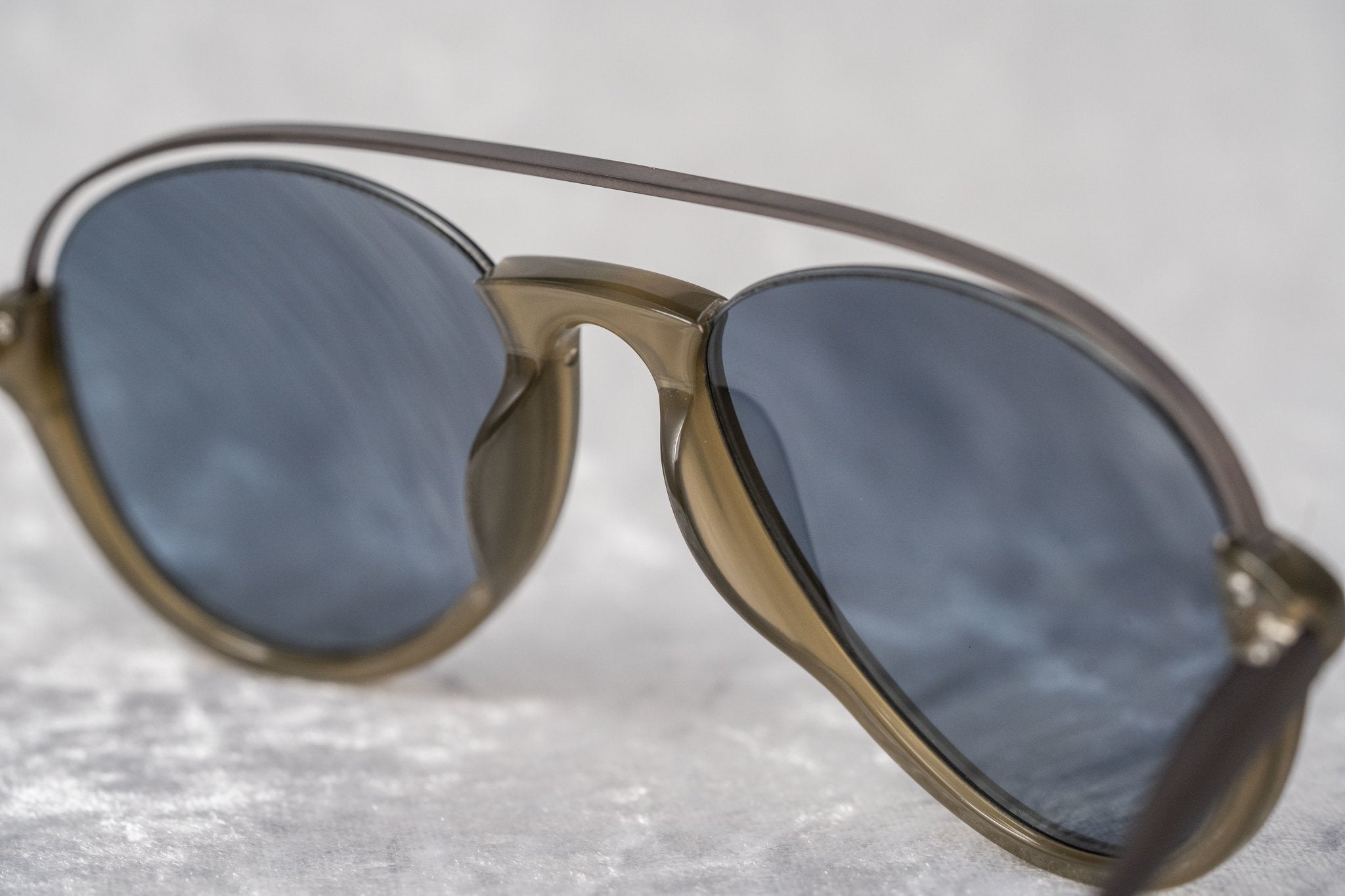 Kris Van Assche Sunglasses Unisex Titanium Khaki Matte Grey and Gold Mirror Lenses Category 3 - KVA84C6SUN - Watches & Crystals