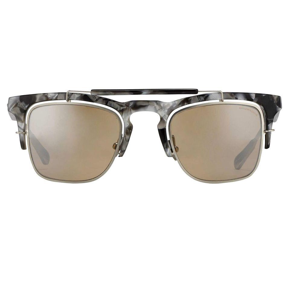 Kris Van Assche Sunglasses with D-Frame Black Tortoiseshell Silver and Orange Mirror Lenses Category 3 - KVA66C5SUN - Watches & Crystals