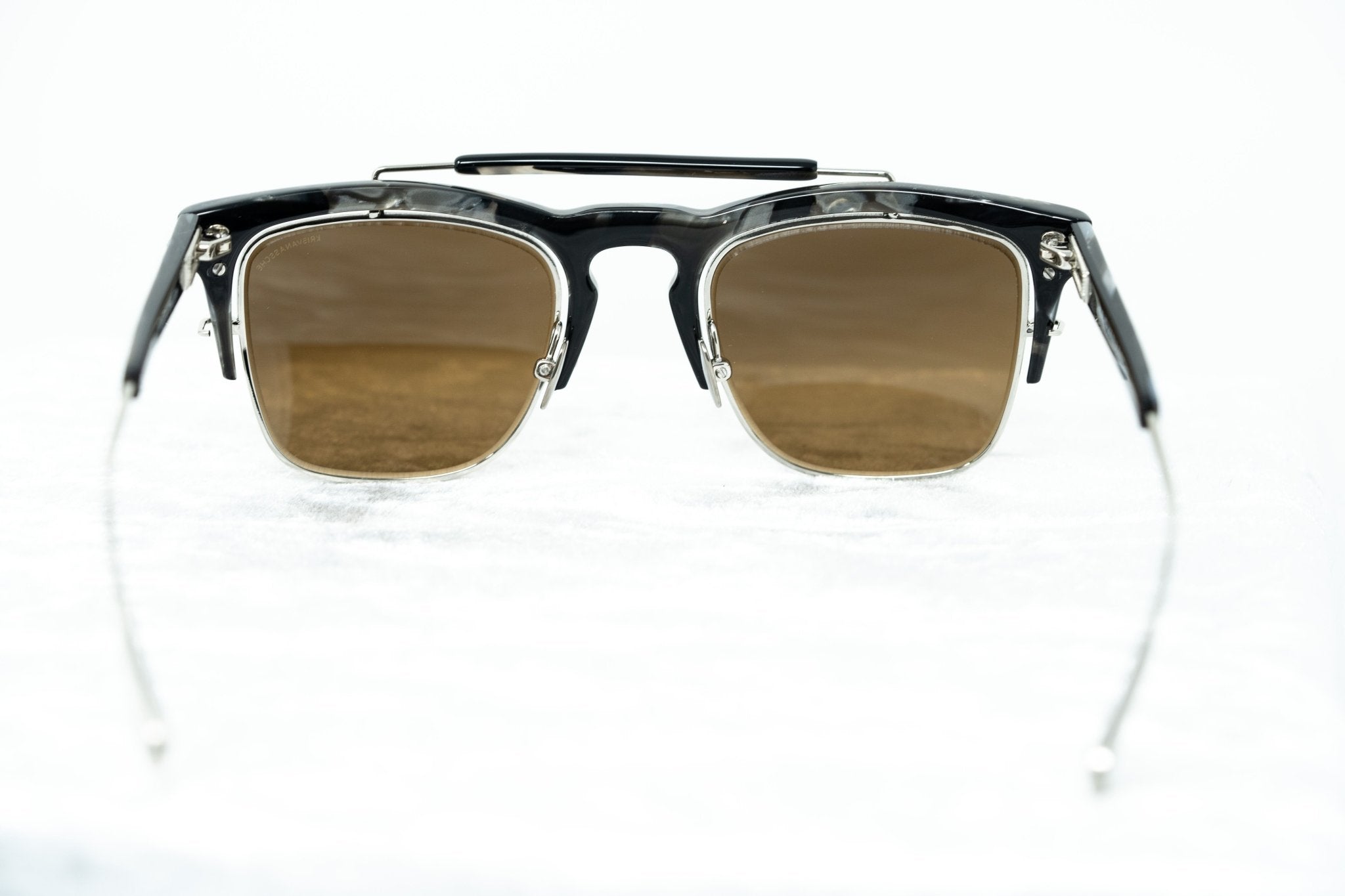 Kris Van Assche Sunglasses with D-Frame Black Tortoiseshell Silver and Orange Mirror Lenses Category 3 - KVA66C5SUN - Watches & Crystals