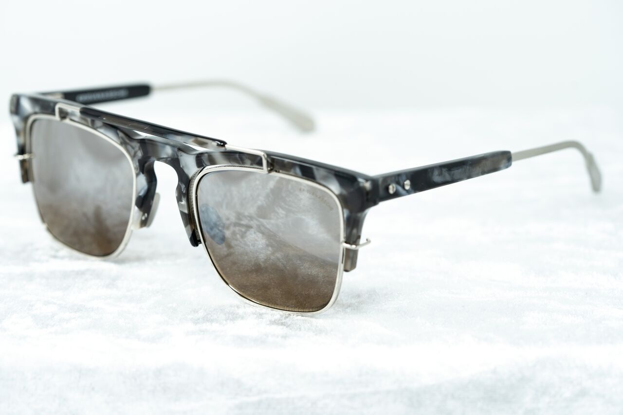 Kris Van Assche Sunglasses with D-Frame Black Tortoiseshell Silver and Orange Mirror Lenses Category 3 - KVA66C5SUN - Watches & Crystals