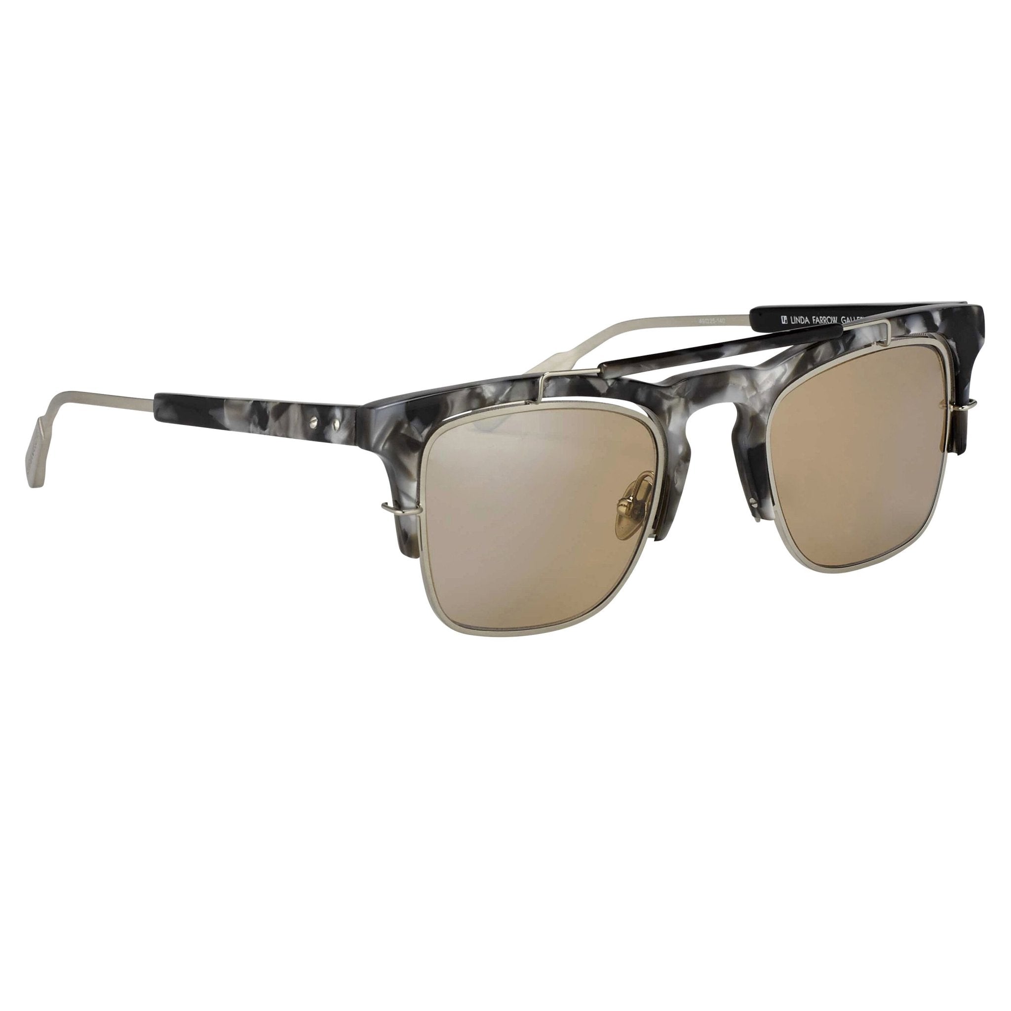 Kris Van Assche Sunglasses with D-Frame Black Tortoiseshell Silver and Orange Mirror Lenses Category 3 - KVA66C5SUN - Watches & Crystals