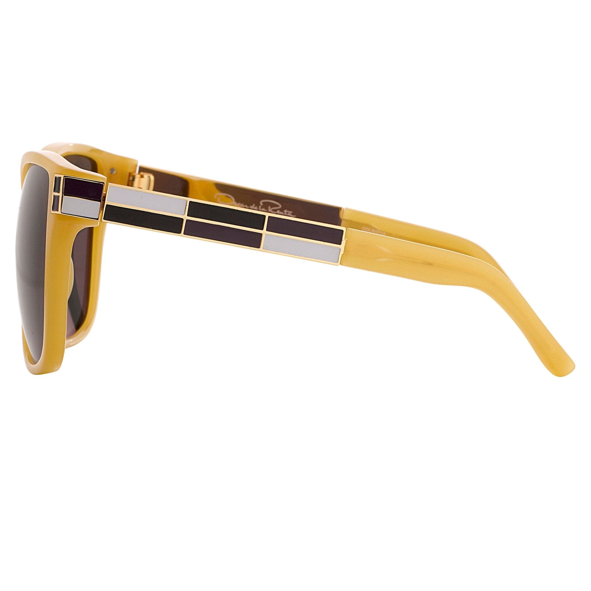 Oscar De La Renta Sunglasses Oversized Beige Enamel Arms and Green Lenses Category 3 - ODLR21C4SUN - Watches & Crystals