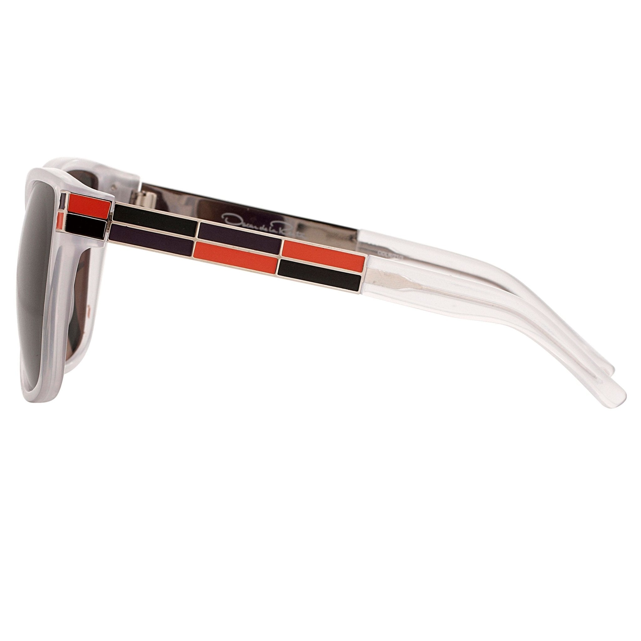 Oscar De La Renta Sunglasses Oversized Clear Enamel Arms and Green Lenses Category 3 - ODLR21C3SUN - Watches & Crystals