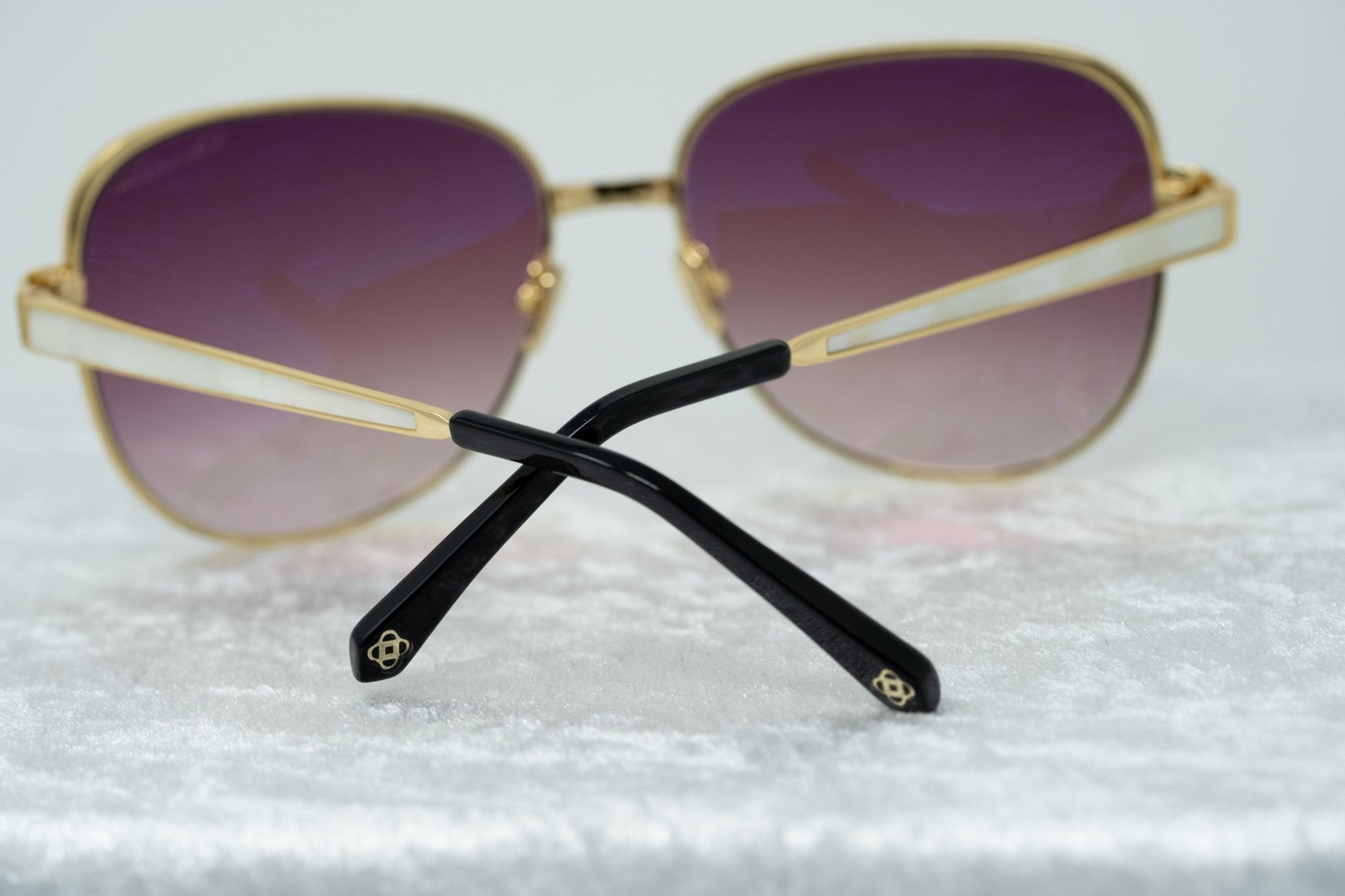 Oscar De La Renta Sunglasses Oversized Frame Gold and Purple Lenses Category 3 - ODLR32C1SUN - Watches & Crystals