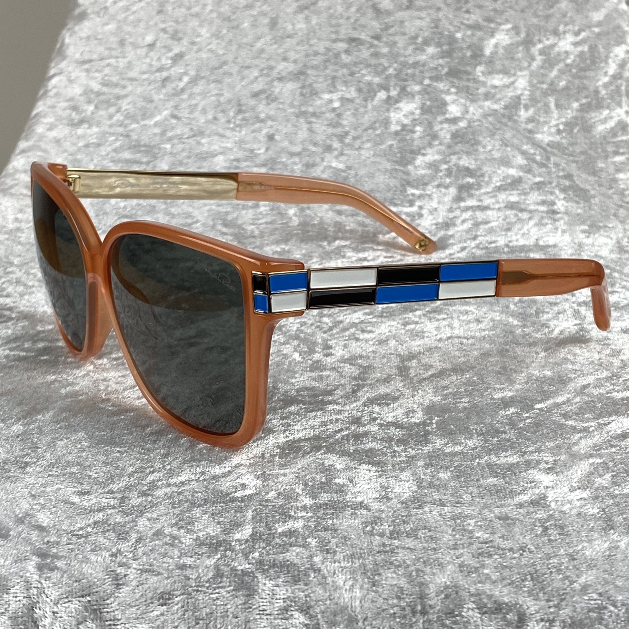 Oscar De La Renta Sunglasses Oversized Orange Enamel Arms and Green Lenses Category 3 - ODLR21C5SUN - Watches & Crystals