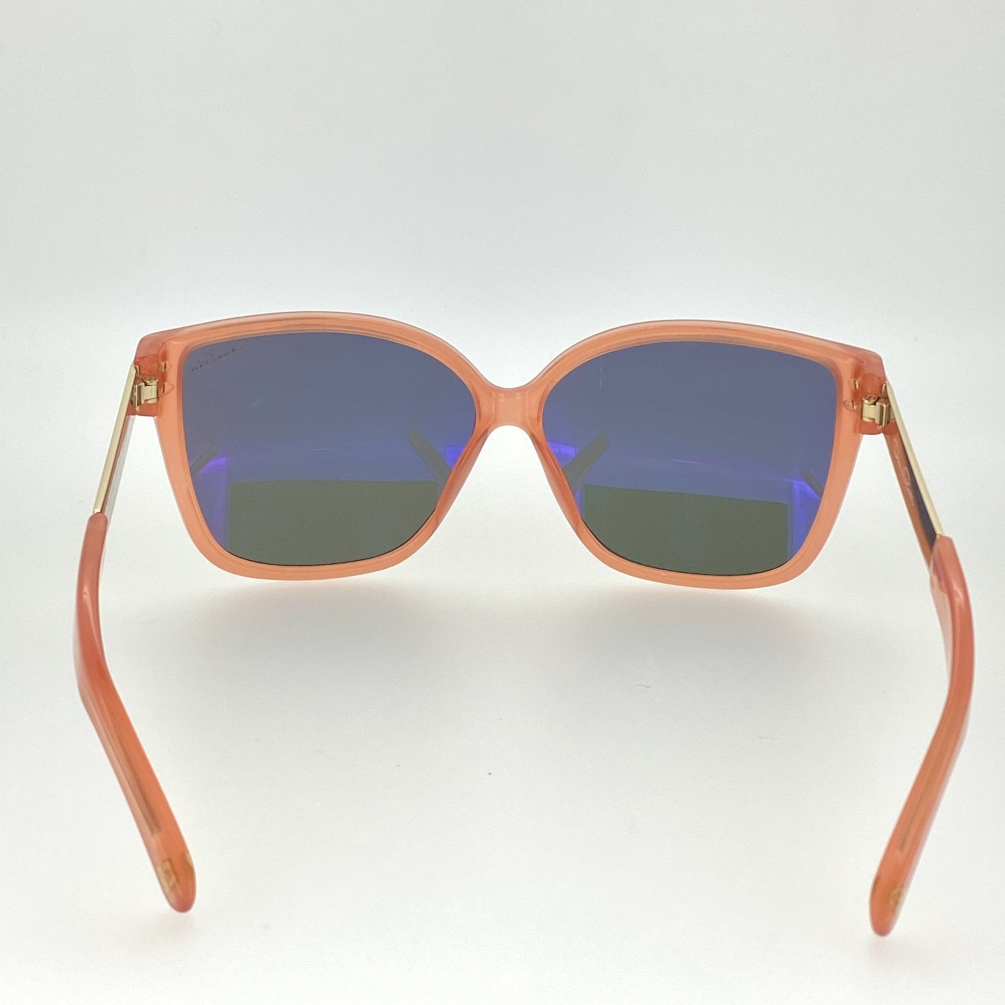 Oscar De La Renta Sunglasses Oversized Orange Enamel Arms and Green Lenses Category 3 - ODLR21C5SUN - Watches & Crystals
