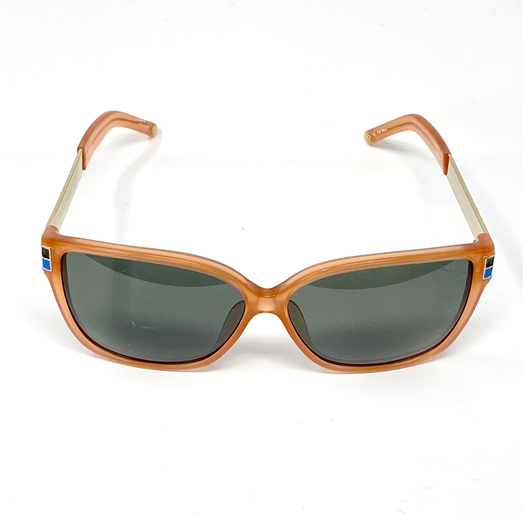 Oscar De La Renta Sunglasses Oversized Orange Enamel Arms and Green Lenses Category 3 - ODLR21C5SUN - Watches & Crystals