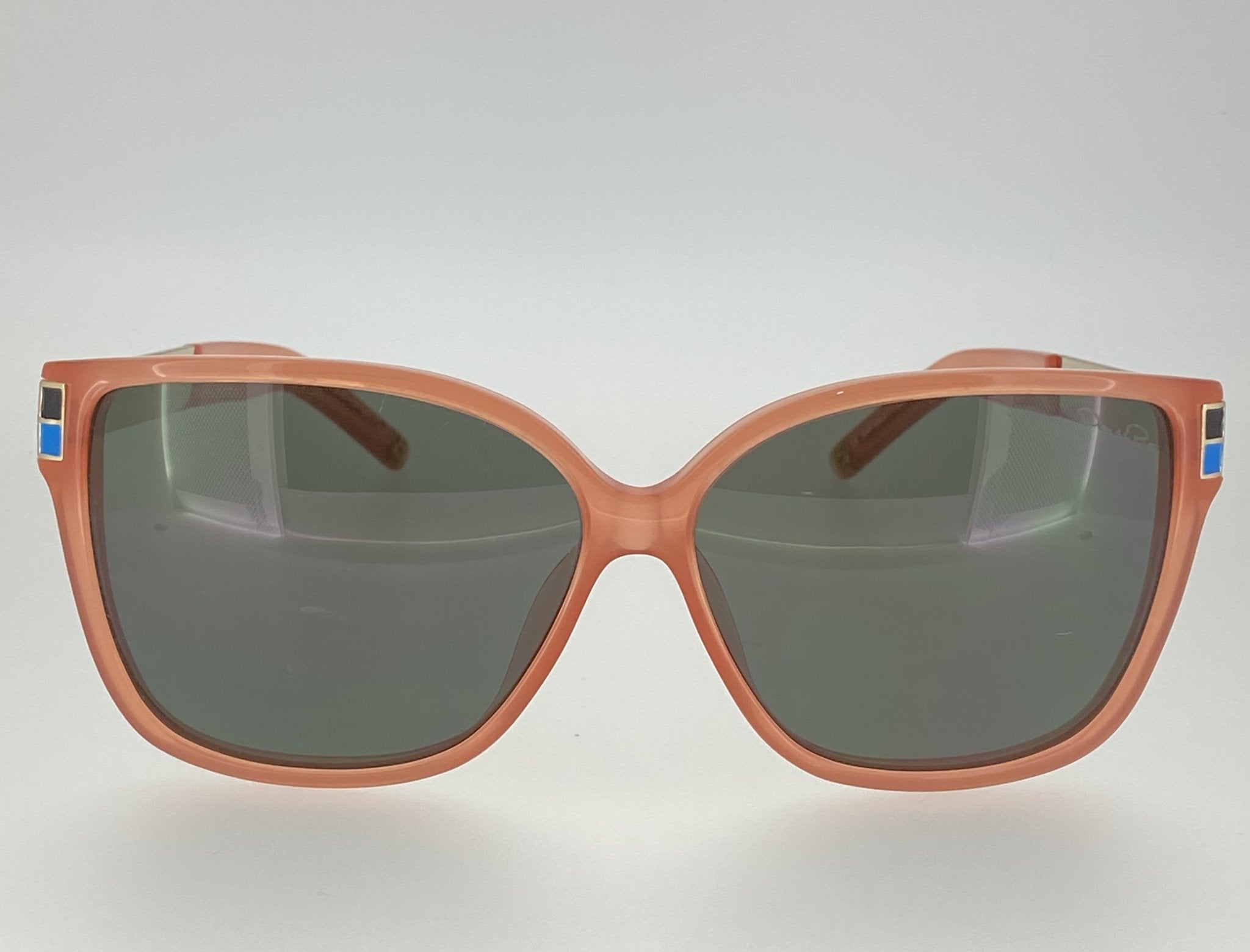 Oscar De La Renta Sunglasses Oversized Orange Enamel Arms and Green Lenses Category 3 - ODLR21C5SUN - Watches & Crystals
