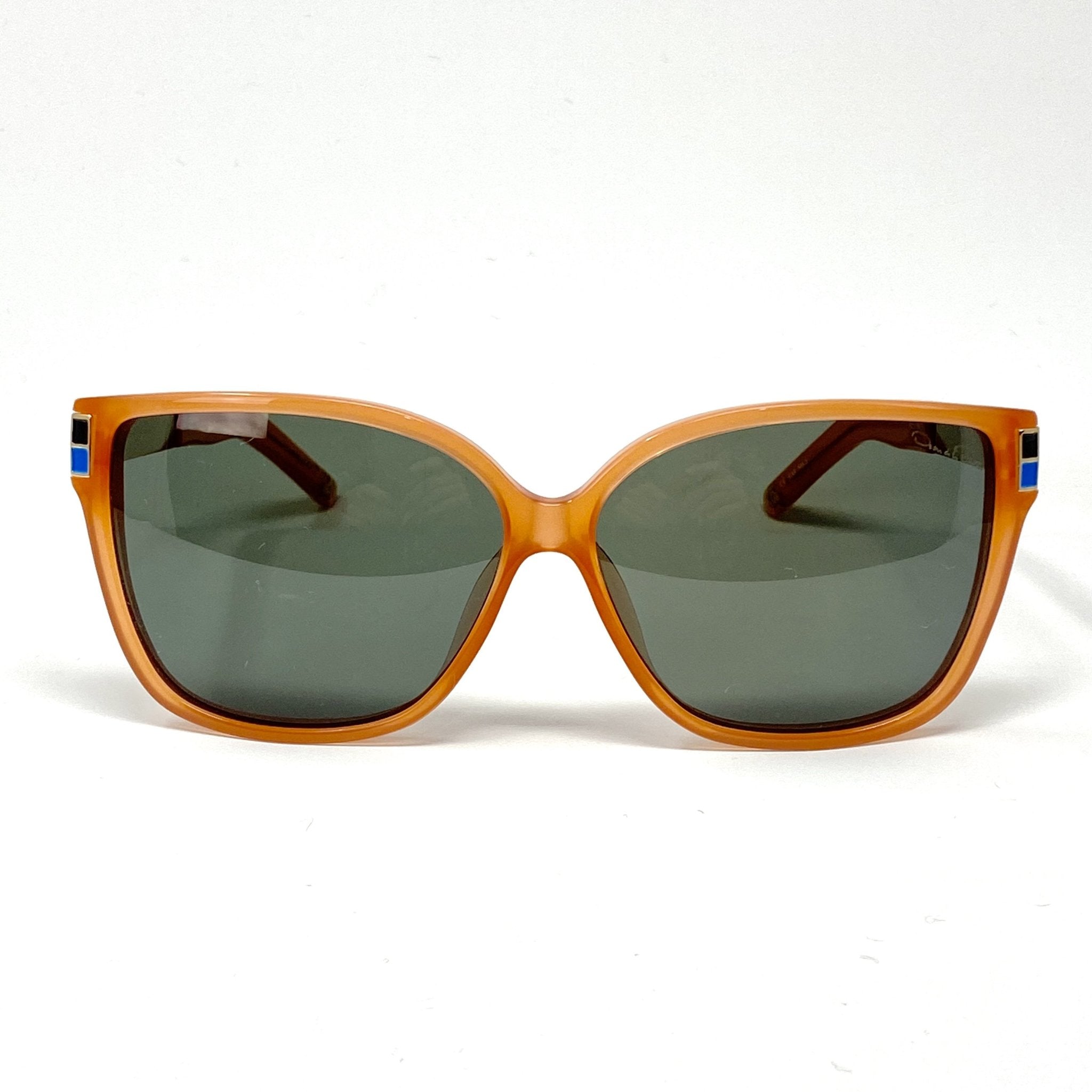 Oscar De La Renta Sunglasses Oversized Orange Enamel Arms and Green Lenses Category 3 - ODLR21C5SUN - Watches & Crystals