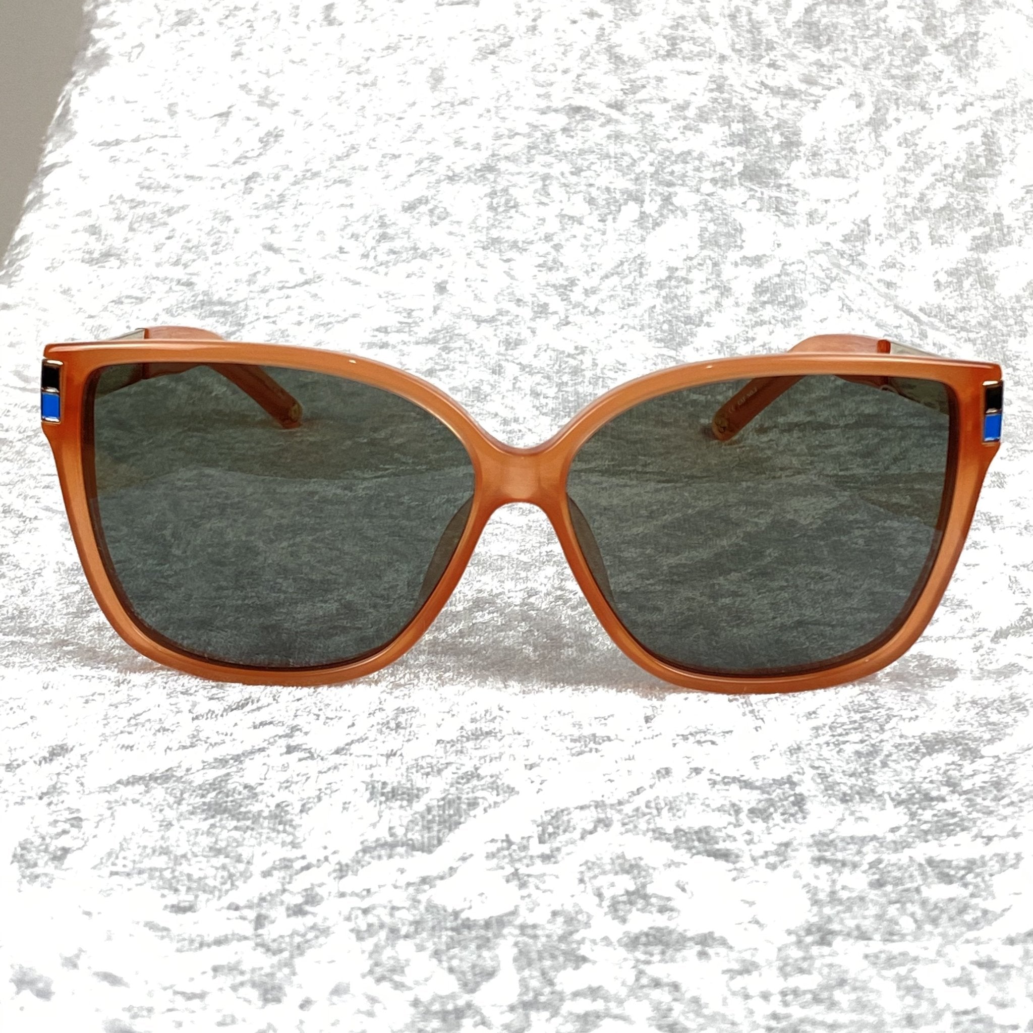 Oscar De La Renta Sunglasses Oversized Orange Enamel Arms and Green Lenses Category 3 - ODLR21C5SUN - Watches & Crystals