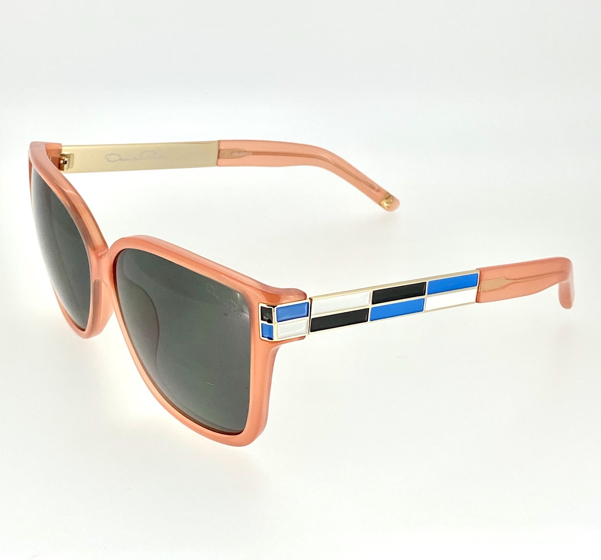 Oscar De La Renta Sunglasses Oversized Orange Enamel Arms and Green Lenses Category 3 - ODLR21C5SUN - Watches & Crystals