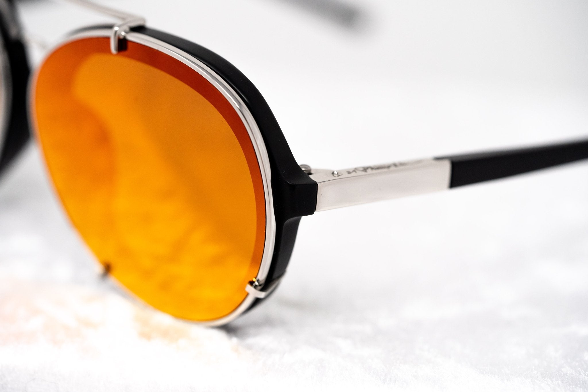 Phillip Lim Sunglasses Brushed Black and Nickel Aviator with Red Mirror Lenses Category 2 - PL170C6SUN - Watches & Crystals