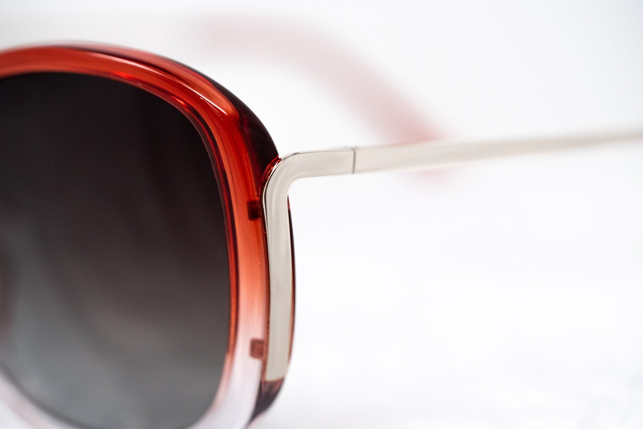 Prabal Gurung Sunglasses Oversized Female Red to Clear/Light Gold Frame Category 3 Grey Graduated Lenses PG23C2SUN - Watches & Crystals
